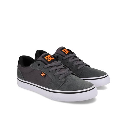 DC Men's Anvil Casual Skate Sneaker, Grey/Black/Orange, 7.5