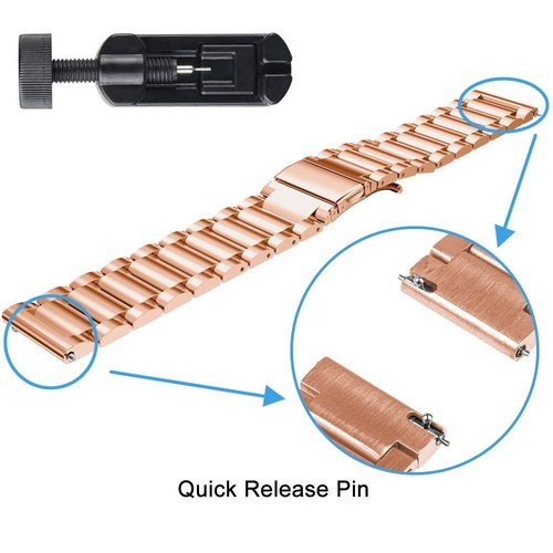 Lamshaw Compatible with Trendia Smart Watches Bands, Quick Release Stainless Steel Metal Replacement Straps Compatible with Trendia 1.83" TG09 Smart Watches (Rose Gold, 22mm size band)
