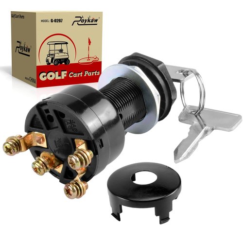 Roykaw Golf Cart Ignition Switch and Key for Club Car DS 1996-Up Models, Replaces OEM # 101826301, 1012505