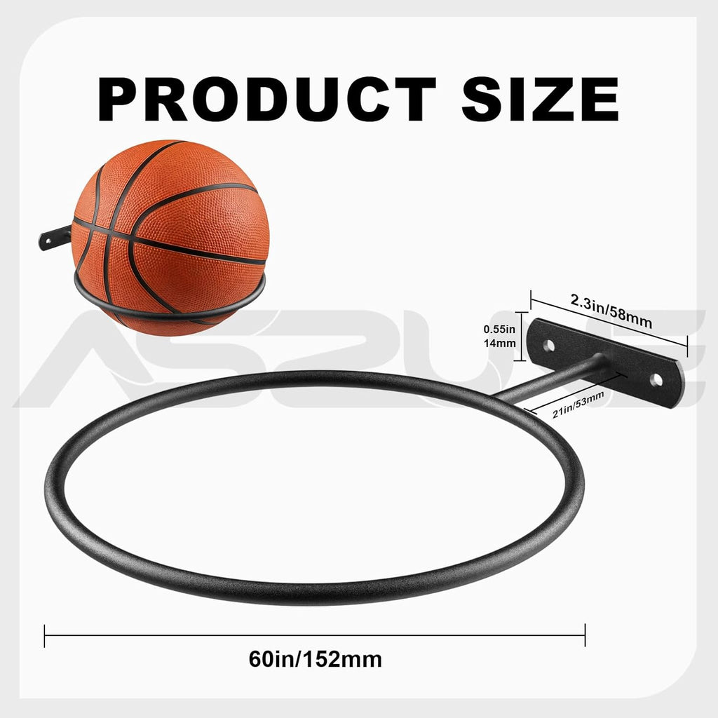 Skiennix Basketball Holder - Wall Mount Storage Rack for Balls | Universal Metal Design, Black Finish