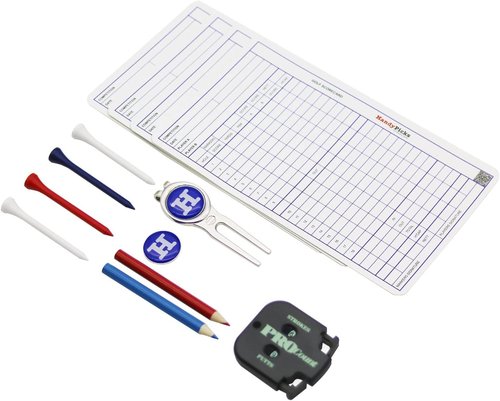 Handy Picks Golf Scorecard Holder n Yardage Book Cover in Genuine Leather - Divot Repair Tool, Ball Marker, Golf Tees, Pencil n Scorecards, Scorer Included, Gift for Golfers