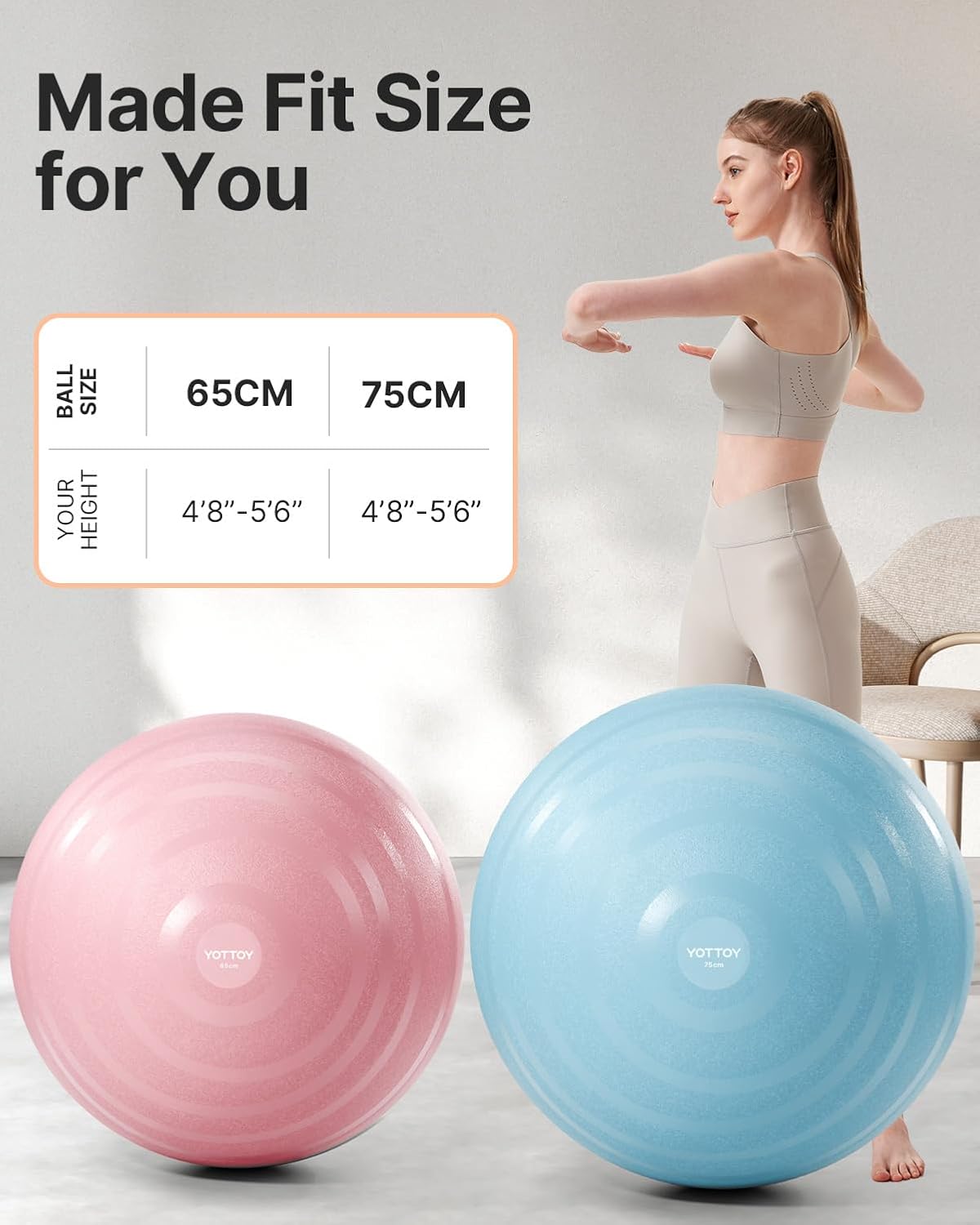 YOTTOY Pregnancy Ball - 1.8mm Thick Birthing Ball for Maternity Yoga & Exercise | Includes Pump