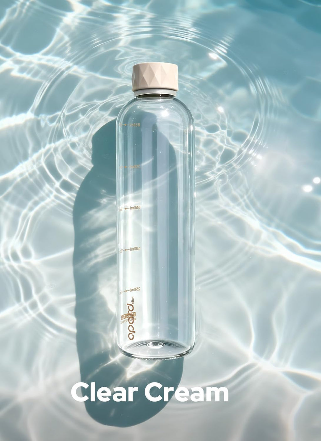 Opard Slim Pro 32oz Water Bottle - BPA-Free Plastic, Leakproof Design, Clear Cream Color | Perfect for Travel & Sports