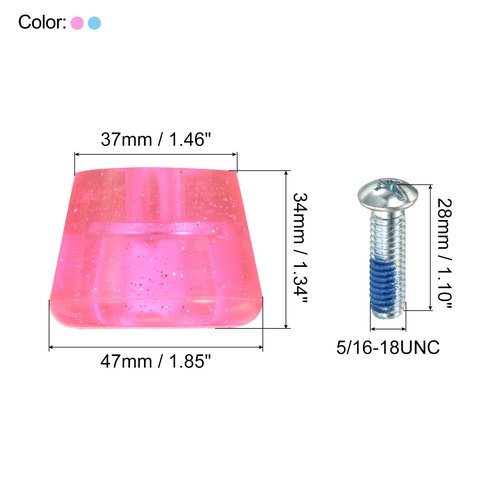 PATIKIL Roller Skate Toe Stops with Screwdriver, 2 Pair 82A Rubber Brake Stoppers Block for Roller Skate Accessories Replacement, Clear Pink Blue