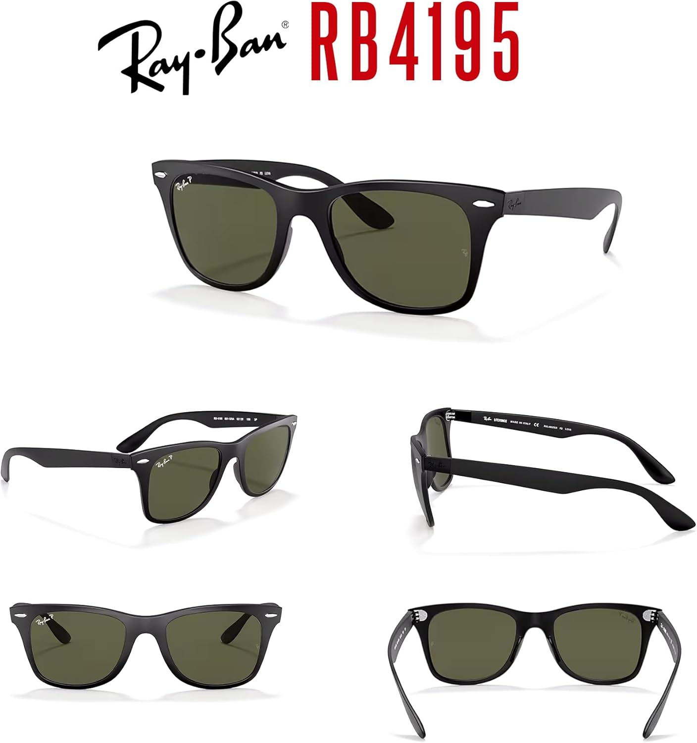 Ray-Ban RB4195 Wayfarer Liteforce Square Sunglasses for Men - Includes Accessory Eyewear Kit