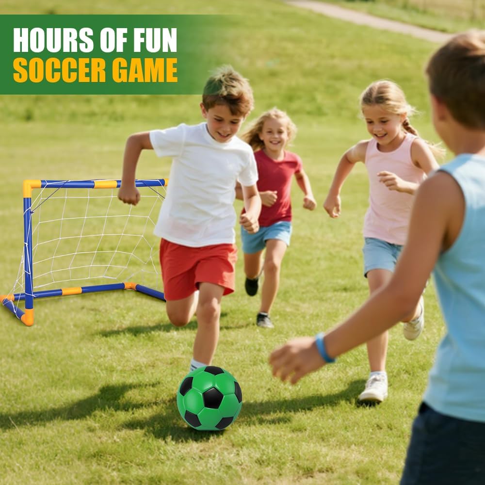 Soccer Goal Set - Portable Mini Soccer Net with 3 Balls for Kids | 23" W x 18" H x 12" D