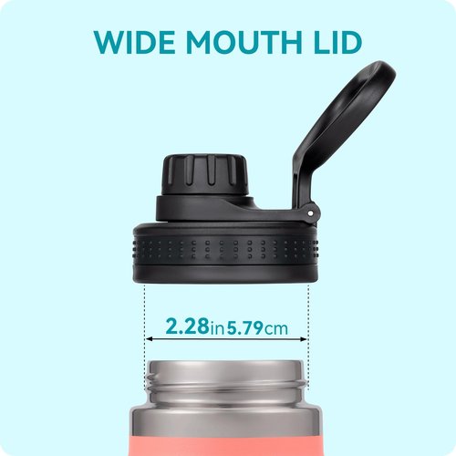 Soledea 2 Pack Replacement Lid for Hydro Flask Wide Mouth (12/16/18/20/32/40/64 Oz) – Compatible with Simple Modern, Takeya, Iron Flask, BUZIO, Leak-Proof Spout with Flexible Handle, BPA Free