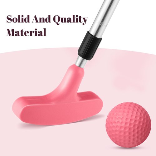 Libima Pink Golf Putter for Kids Adjustable Golf Clubs Right or Left Handed Putter with 6 Pink PU Balls for Teen Girls Junior Beginners Indoor Outdoor Green Club Practice