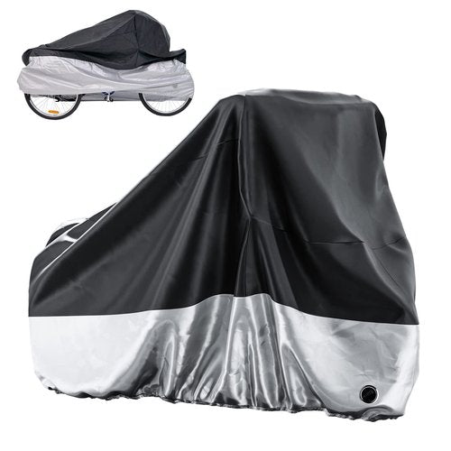 MOPHOTO Adult Tricycle Cover for Outdoor Storage, Waterproof Bike Cover for Adult Trikes, UV-Resistant Trike Covers with Lock Hole, Elastic Hem, Buckle Strap & Storage Bag