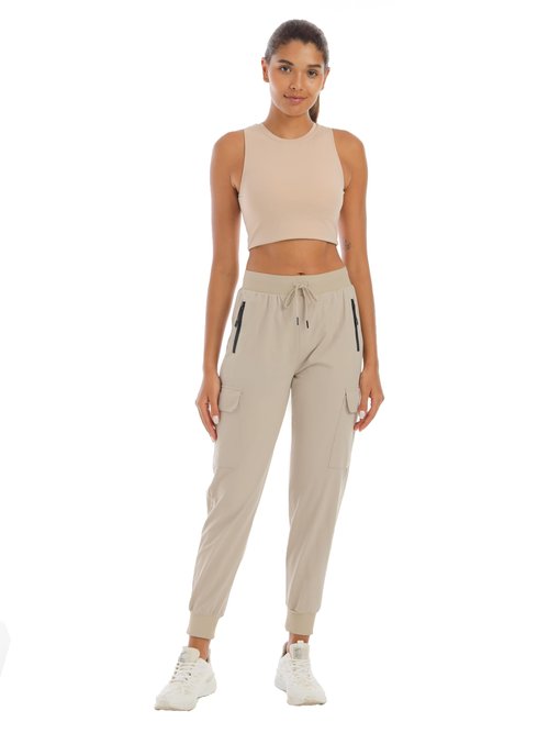 Rrosseyz Womens Cargo Pants with Pockets-Lightweight Quick Dry Water Resistant Hiking Pants for Travel Casual Athletic and Outdoor(Apricot Yellow,M)