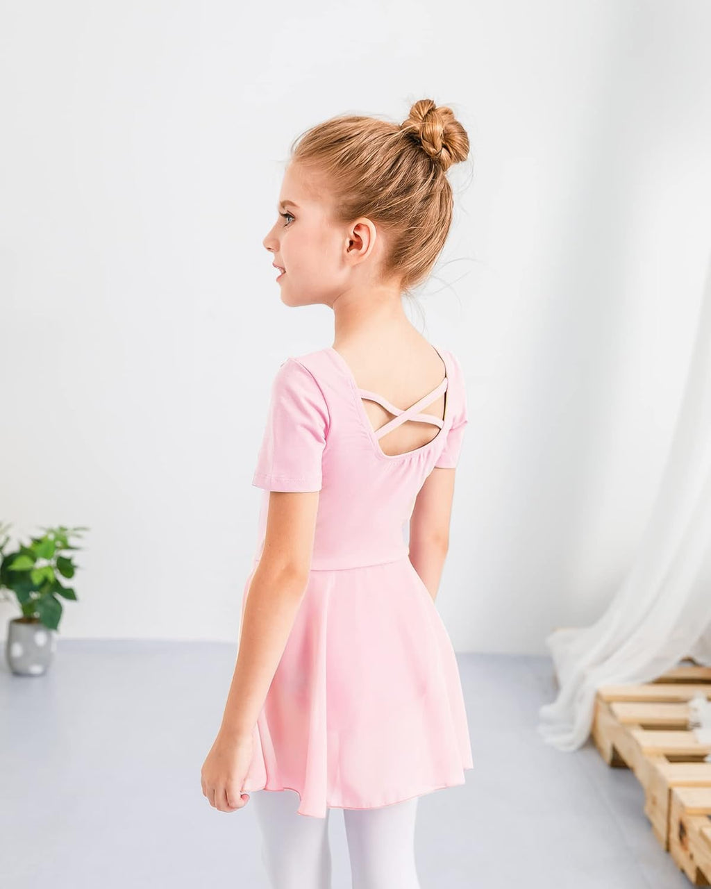 Stelle Ballet Leotards for Girls - Criss-Cross Bow Back Dance Outfit with Skirt | Toddler to Big Kid Sizes