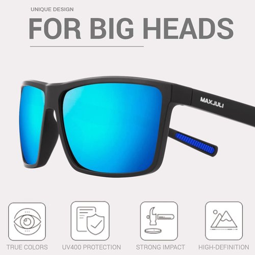 MAXJULI Polarized Sunglasses - UV 400 Protection for Big Heads | Stylish and Comfortable 8125
