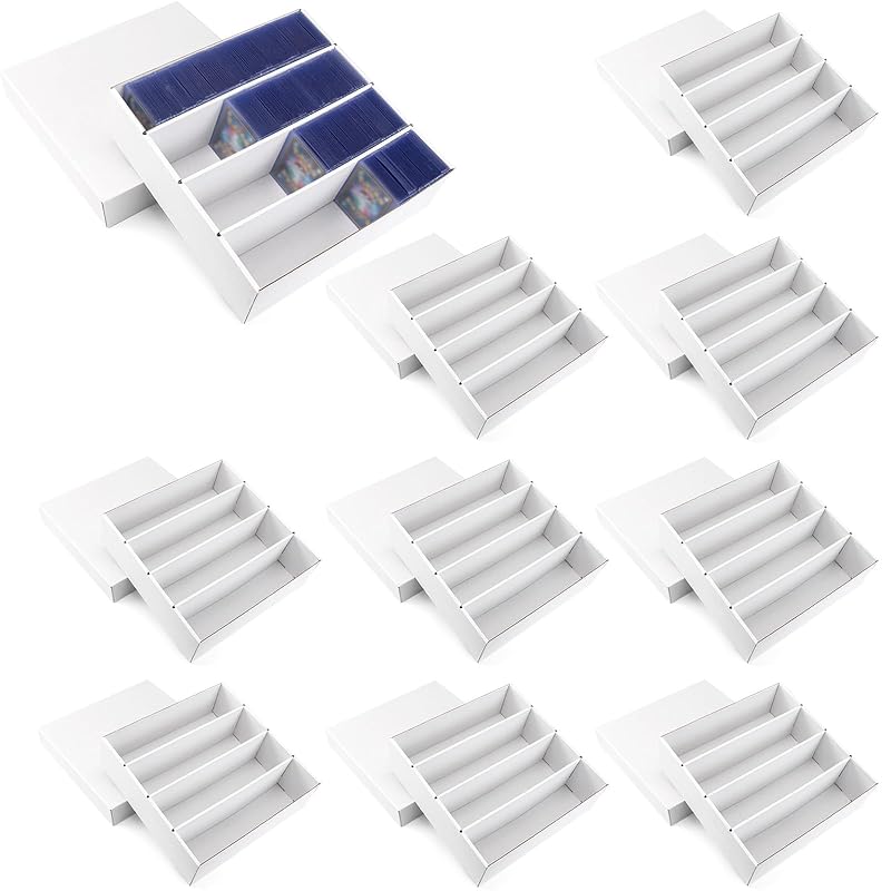 4-Row 3600+ Card Storage Box, Toploaders – 10-Pack, White (Variation: Bright White+10-Pack)