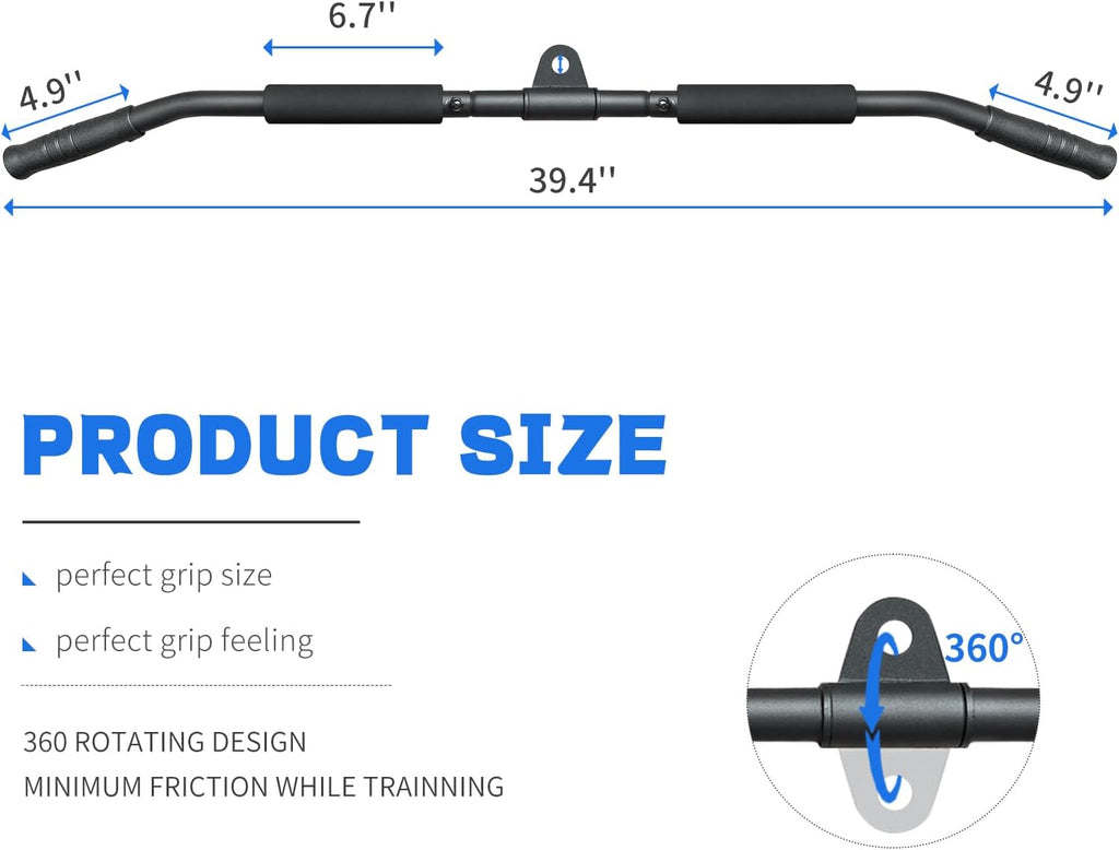 Rotating LAT Pull Down Bar by [Brand Name] - 39.4'' Cable Attachment for Gym Pulley System