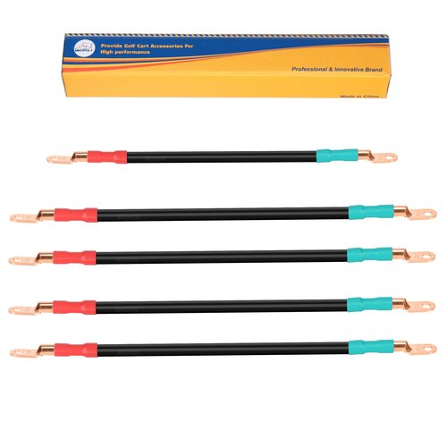 Mixopoly 4 Gauge Golf Cart Battery Cable Kit Replacement for Yamaha G22 48V, G2 G8 G9 36V Pure Copper AC/DC Battery Wiring Kit (5-Piece Set)