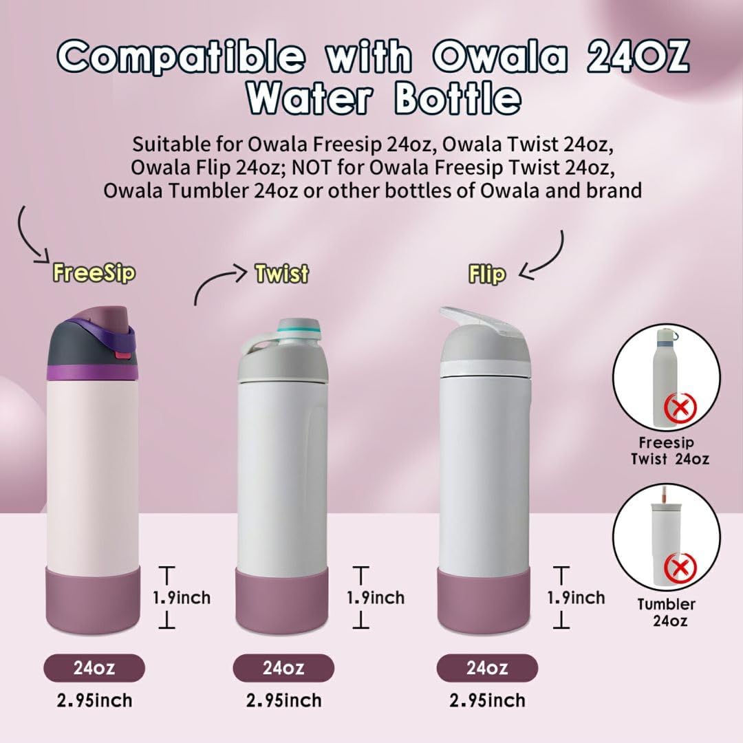 Owala Silicone Water Bottle Boot - Protective Anti-Scratch Sleeve Cover for 24oz, 32oz, 40oz Bottles | Mauve