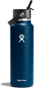 Hydro Flask Water Bottle - Insulated Stainless Steel with Wide Straw Lid | 40 Oz Indigo Blue, Leakproof