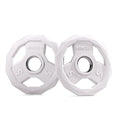 Mikolo Olympic Weights Set 2-Inch Rubber Plates, 12-Sided Non-Roll Rubber Grip with 3 Handles for Home Gym, Strength Training 5LB Pair