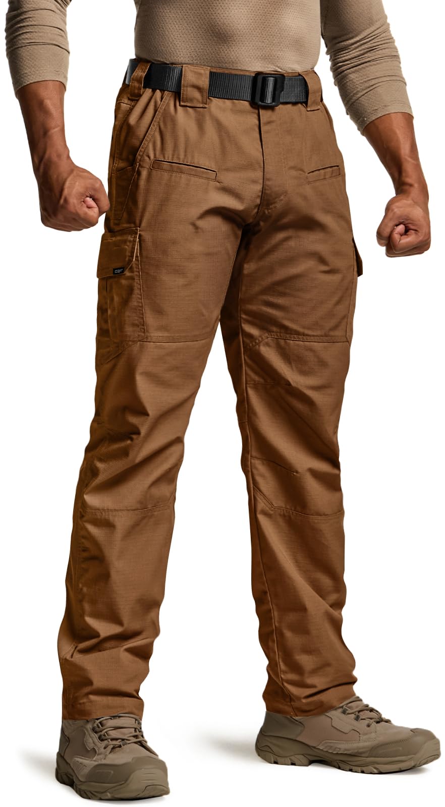 CQR Men's Tactical Pants, Water Resistant Ripstop Cargo Pants, Lightweight EDC Work Hiking Pants, Outdoor Apparel, Raider Copper Brown, 42W x 30L