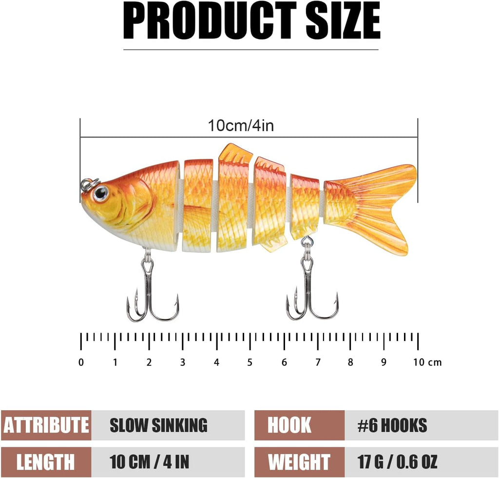 TRUSCEND Easy Catch Swimmax Fishing Lures - Lifelike Wiggling Action for Bass, Trout & Walleye