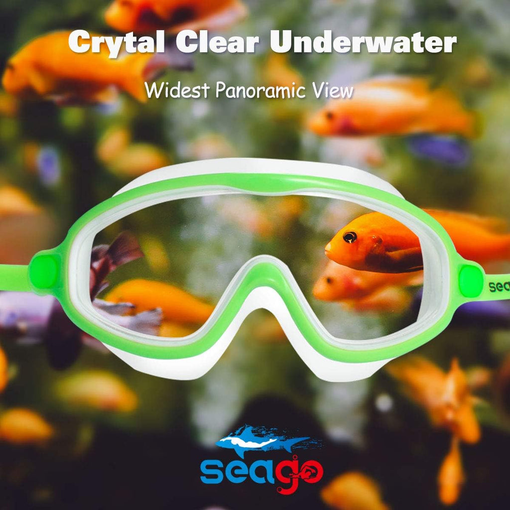 Seago Swim Goggles - Anti-Fog & Anti-UV Wide View Design for Kids Ages 3-14 | 2 Pack