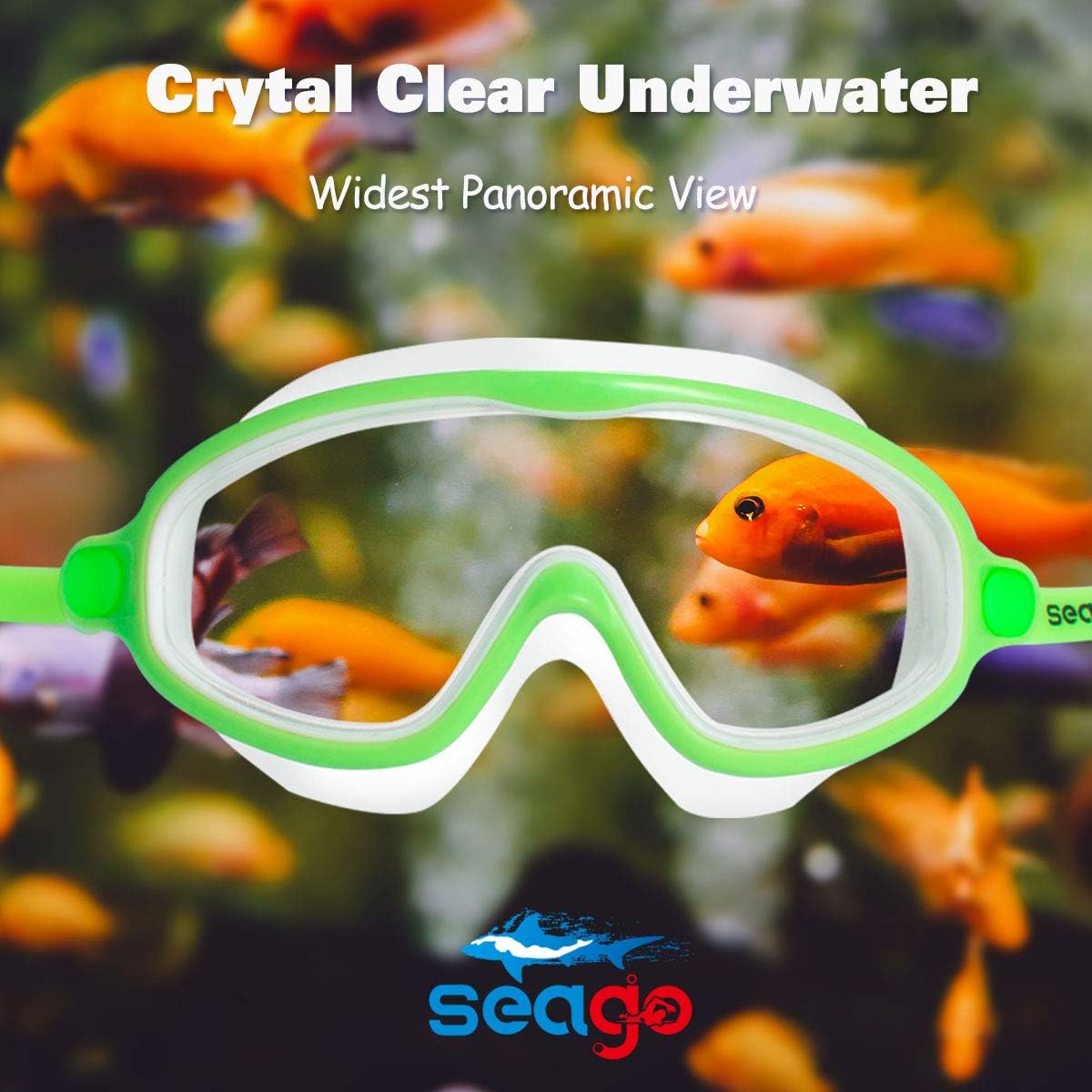 Seago Swim Goggles - Anti-Fog & Anti-UV Wide View Design | 2-Pack for Kids Ages 3-15