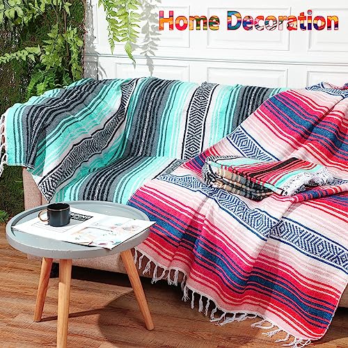 Mexican Yoga Blanket Set - Bright Colors, 9 Pieces, 45x70 Inches