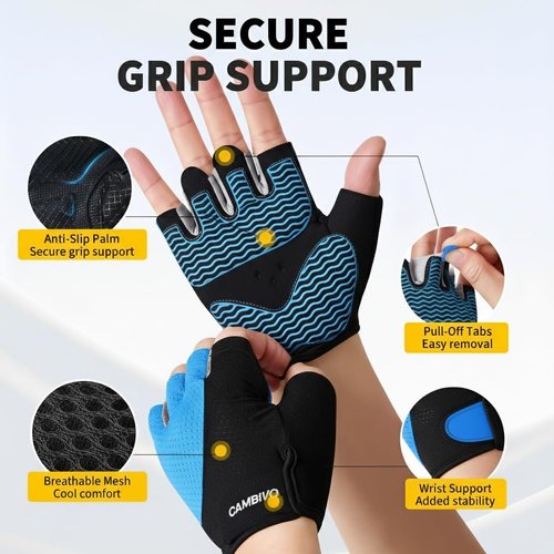 CAMBIVO Workout Gloves - Weight Lifting Gloves with Wrist Support & Non-Slip Grip | Breathable Gym Gloves for Training & Fitness