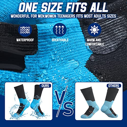 Janmercy Waterproof Hiking Socks - Unisex Large Dark Color 3 Pairs