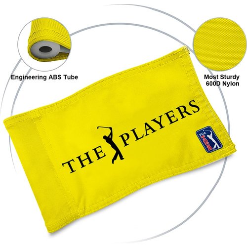 2BUT Golf Players Golf Pin PGA Flag Practic Putting Green Golf Flag For Backyard Garden Double-Sewn 600D Nylon Miniature Pin Flag Regulation Tube Flag (Yellow 20"x13")