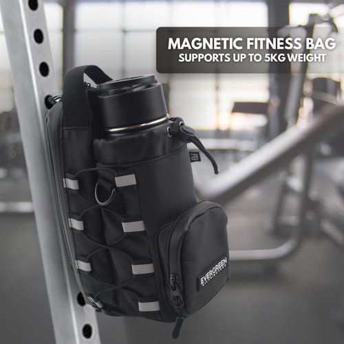 EVERGREEN DISTRIBUTERS Magnetic Gym Bags for Men and Women - Crossbody Water Bottle Carrier Bag with Phone Pocket - Small Gym Bag Perfect for Organizing Gym Accessories