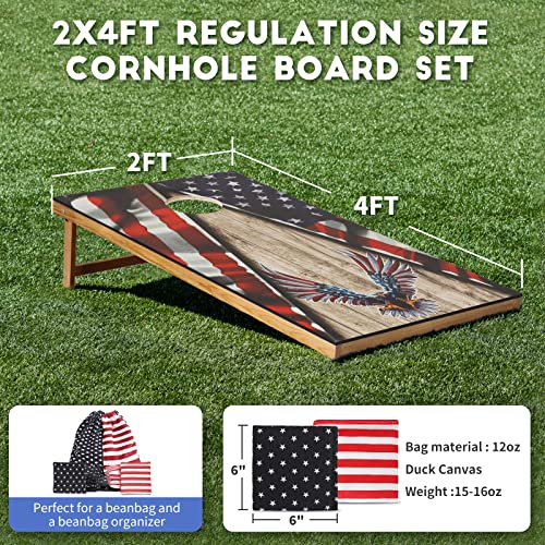 OLYMSOLD 4x2FT USA Eagle Cornhole Set - Regulation Outdoor Bean Bag Toss Game