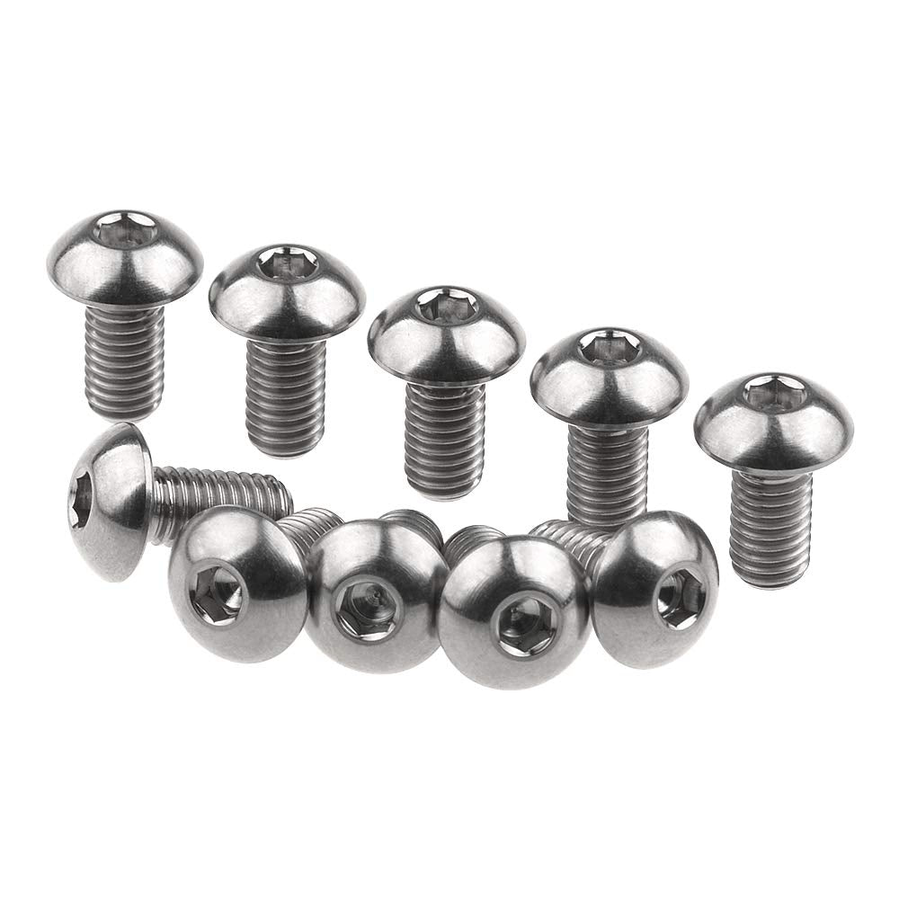 Wanyifa Titanium Ti Water Bottle Cage M5x8 10 12 15mm Bolt Button Head Allen Key Screws Pack of 10 (Silver, M5x10mm)