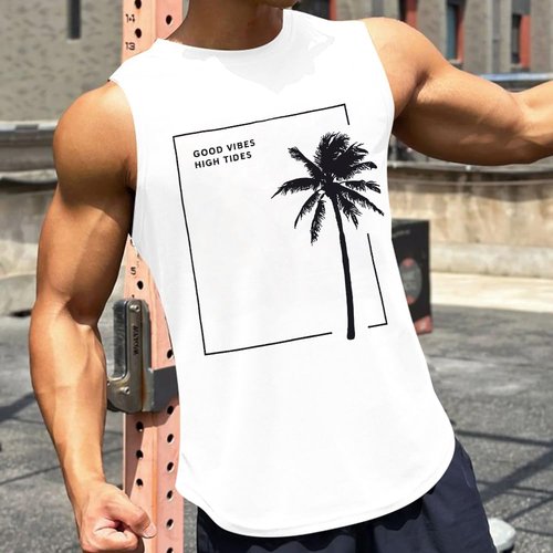 MYHALF Beach Tank Tops Mens Summer Sleeveless Shirts Graphic Palm Tree Vacation Tanks Muscle Gym Tank Top