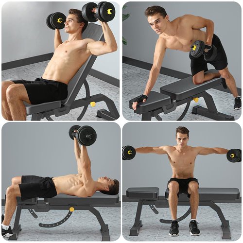 Cometofit Adjustable Bench, Professional Weight Bench, Incline Flat Decline Sit Up Bench,Dumbbell Stool (Black)