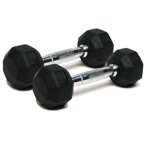Dumbbells Hand Weights Set of 2-8 lb Rubber Hex Chrome Handle Exercise & Fitness Dumbbell for Home Gym Equipment Workouts Strength Training Free Weights for Women, Men