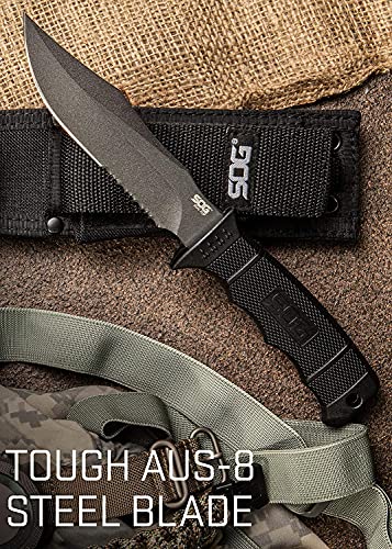 SOG Fixed Blade Knife with Sheath - SEAL Pup Tactical Survival & Hunting Knife, 4.75 Inch Blade, Nylon Sheath - Variation: SEAL Pup Nylon Sheath