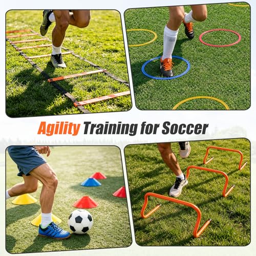 Speed & Agility Training Ladder and Hurdles Set for Soccer and Sports Drills