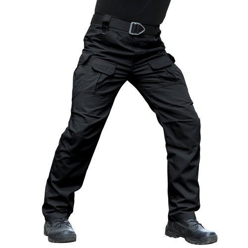 Hiwise Men's Stretch Tactical Pants Water Resistant Ripstop Cargo Pants Outdoor Lightweight EDC Work Hiking Pants (Black, 32WX34L)