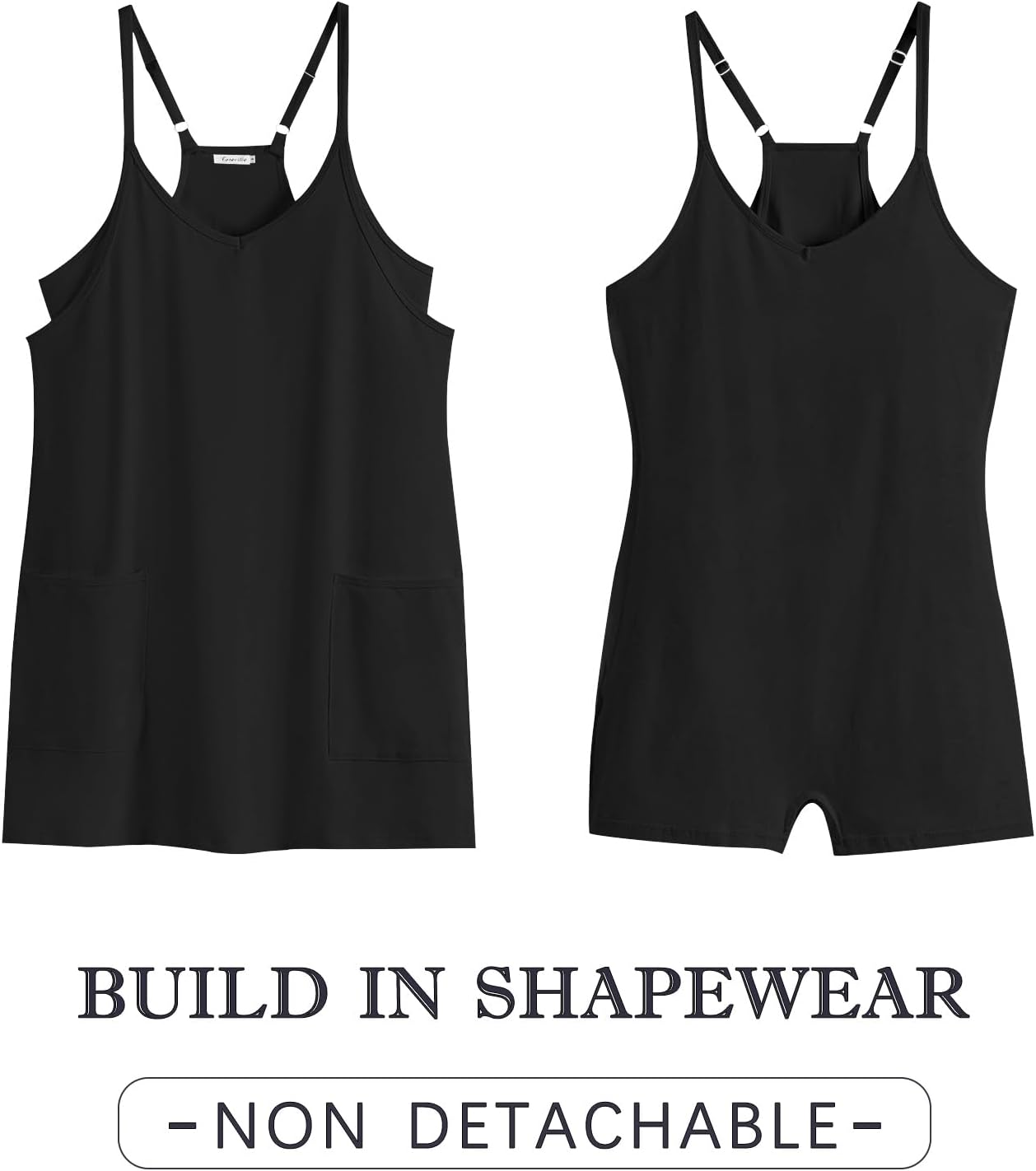 Caracilia Women's Athletic Mini Dress - Casual Sleeveless Romper with Built-In Shapewear | Perfect for Summer Workouts