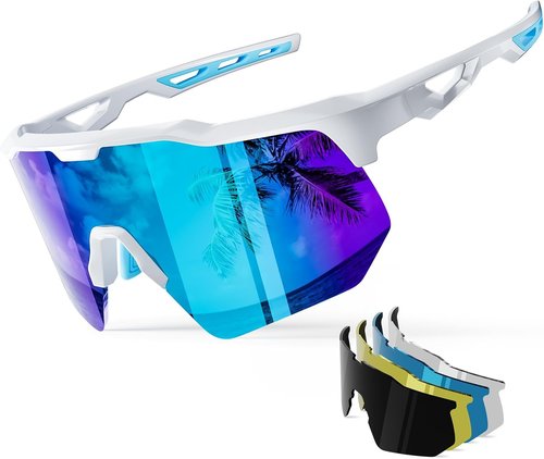 HAAYOT Polarized Sports Sunglasses - Versatile 5 Lenses for Men, Women & Youth | Ideal for Baseball, Cycling & Running