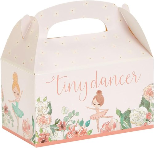 Blue Panda Ballet Party Favor Gable Boxes - Floral Tiny Dancer Goody Bags - Pack of 24, Pink, 6 x 3 x 4 in