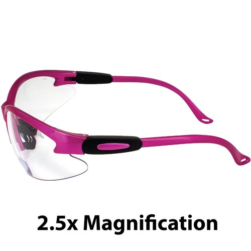 Global Vision Eyewear Cougar Bifocal Women's Safety Glasses Dark Pink Nylon Frame Clear Lenses