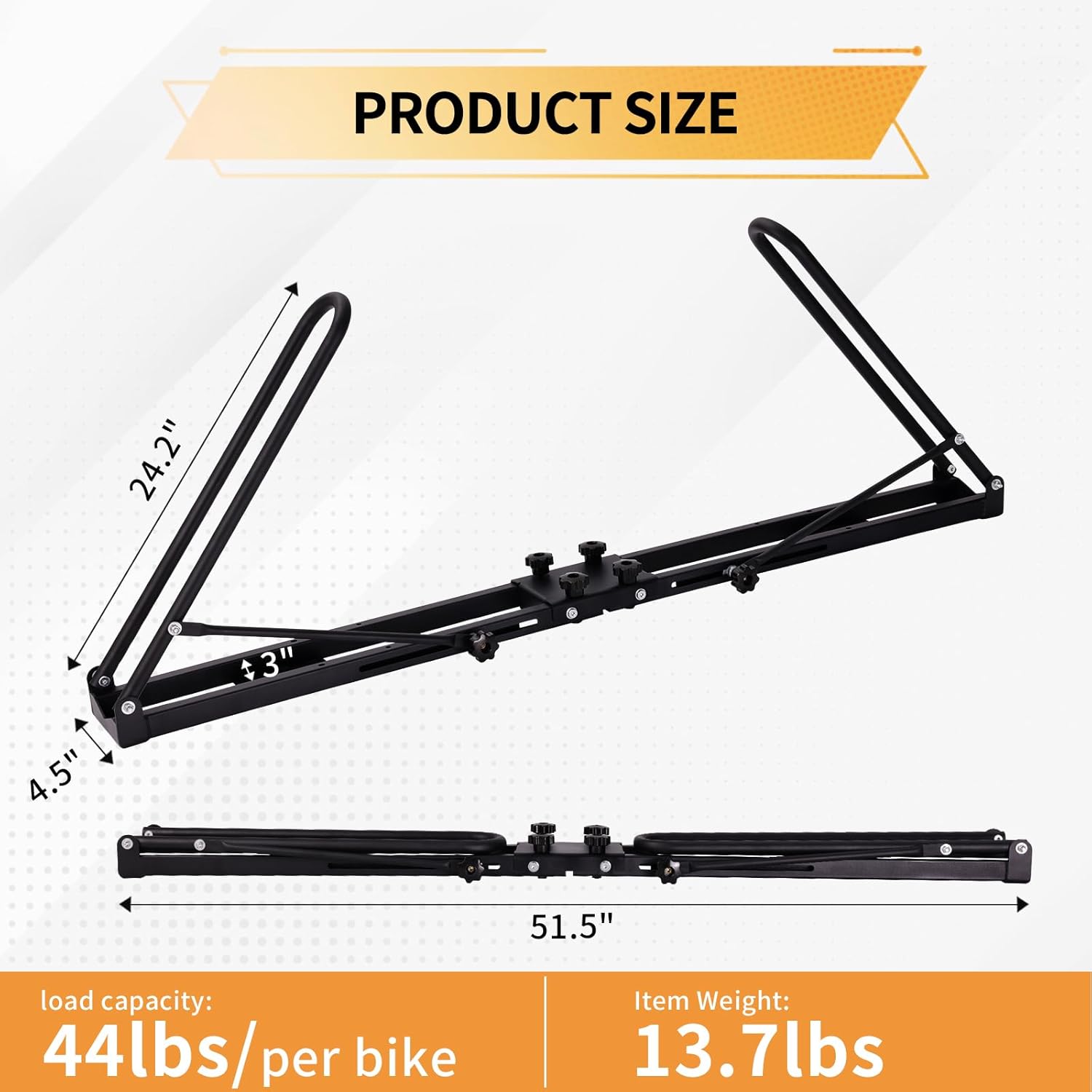 Roof Bike Rack Mount - Skiennix Foldable Upright Bicycle Carrier for Car & SUV | 1-Bike Capacity