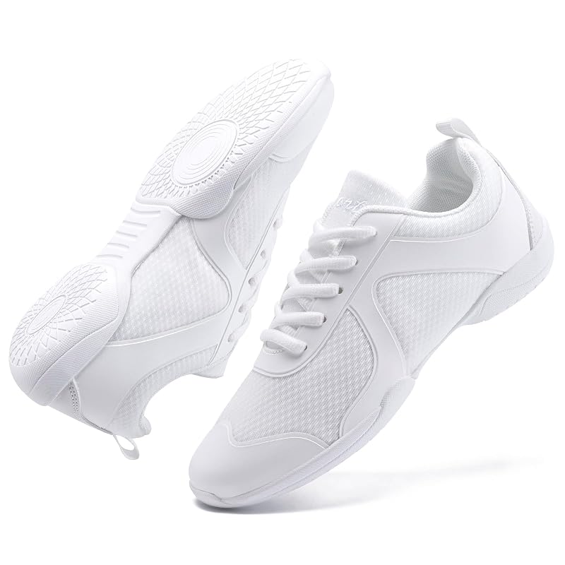 White Cheer Shoes for Girls Women Kids Cheerleading Shoes - Lightweight Breathable Sneakers Variation: White_2316+6