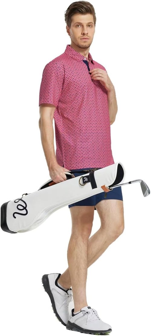 M MAELREG Men's Golf Shirt - Short Sleeve Moisture-Wicking Performance Polo | Stylish Print Design