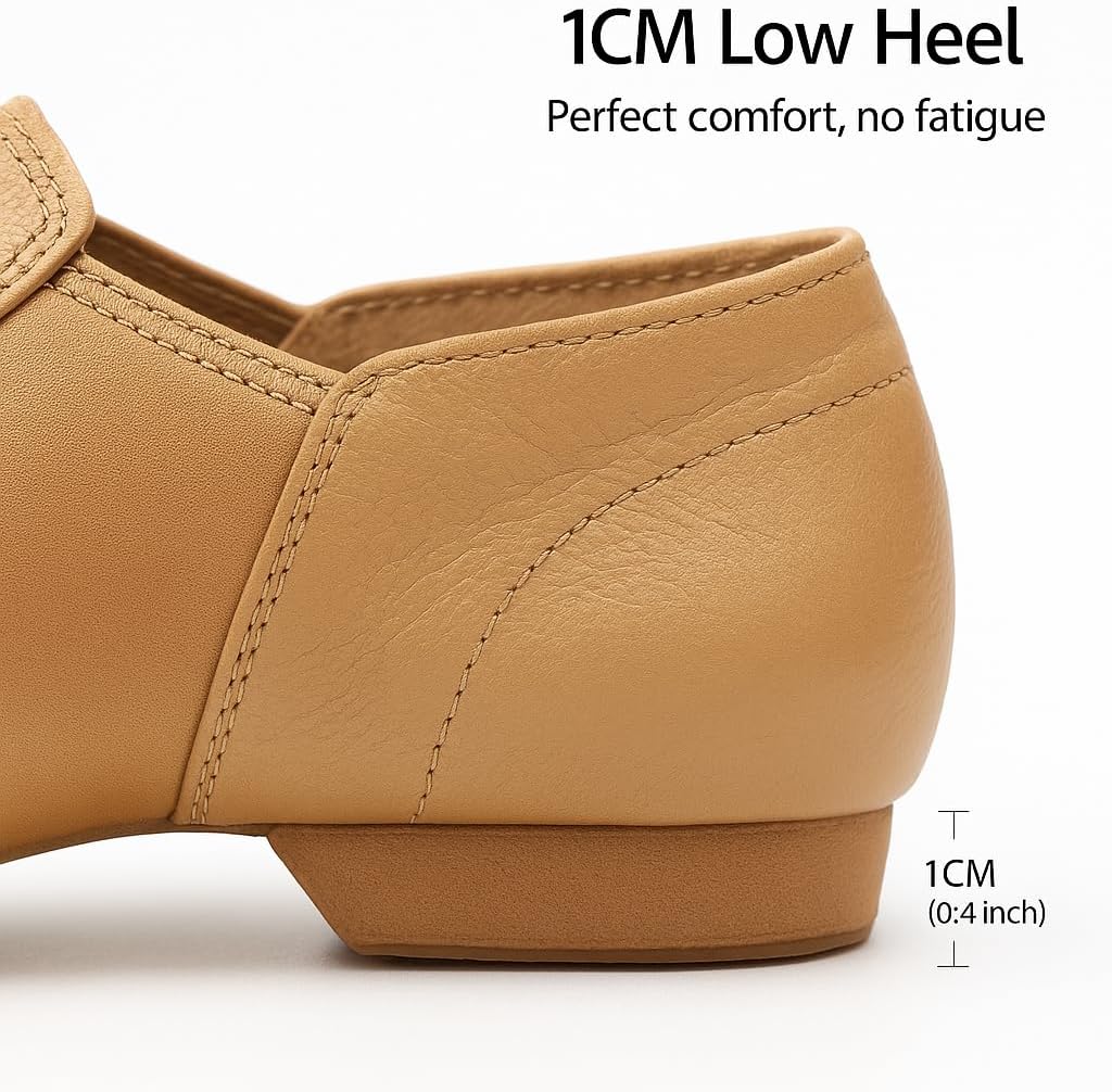 Skiennix Jazz Shoes - Leather Slip-On Dance Shoes for Girls, Women, and Boys | Comfortable Fit