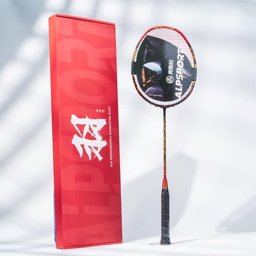 ALPSPORT QY 4U G5 Max 38LBS T1100 Professional Damping Nail Golden Dragon Pattern Full Carbon Fiber Badminton Racket with Gift Box 1 Flannel Bag, 2 Grips, Graphite Racquet for Sports Training (Red)