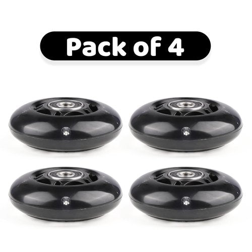 WHEELGOO 4-Pack PU Inline Skate Wheels Flashing Wheels Replacement w/Bushings for Kids Youth Children's Roller Skates (Black, 70mm)