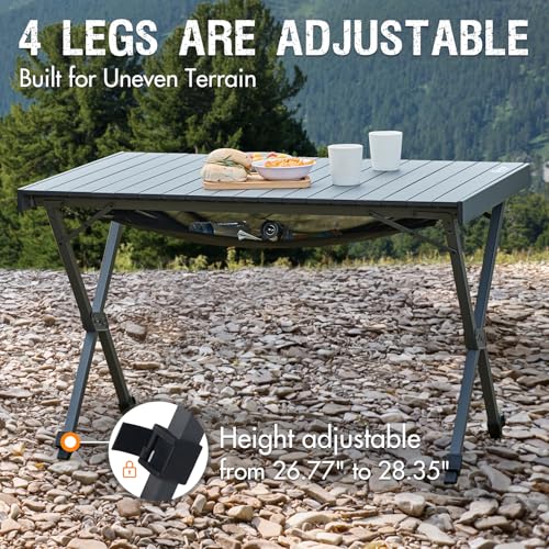 Portal Folding Camping Table - Dark Gray, Adjustable Height, Portable Aluminum